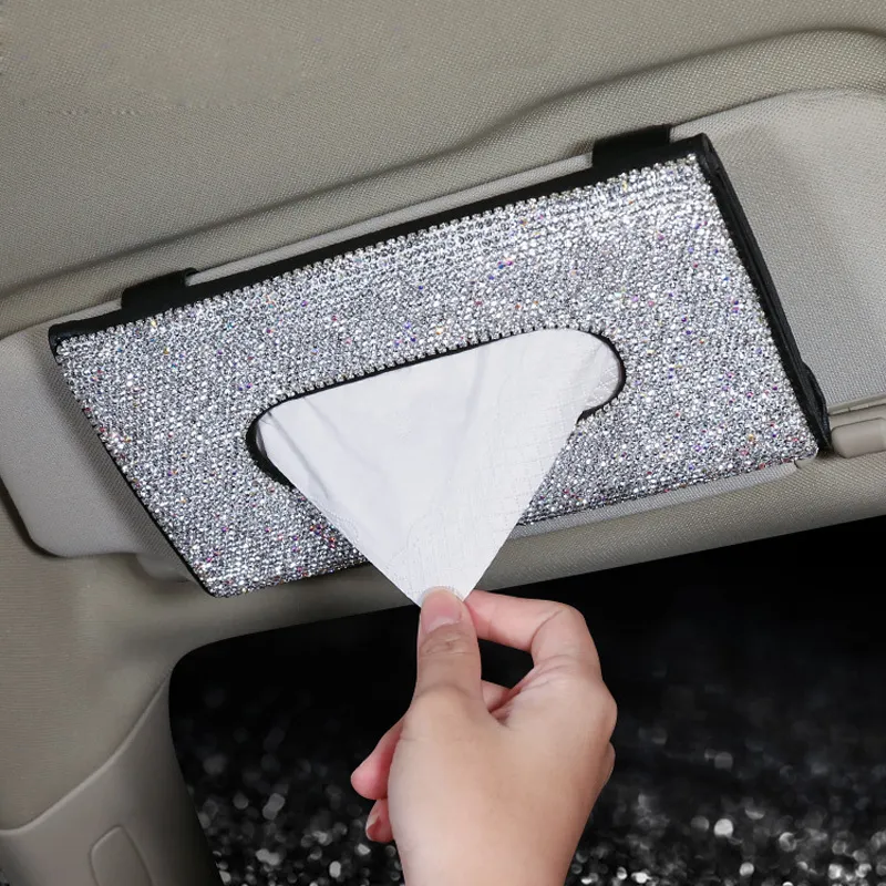 Bling-Bling-Diamond-Car-Visor-Tissue-Holder-Hanging-Leather-Crystals-Rhinestone-Paper-Towel-Cover-Case-for-Women-110