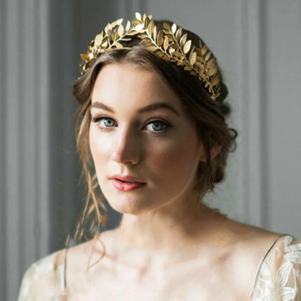 Greek Roman Goddess Olive Leaf Wedding Party Crown Bridal Tiara Bride Hair Hoop Accessories Women Girl Jewelry Hairband 903