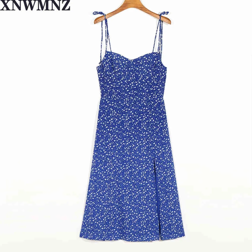 Polka Dot Ärmlös Strand Klänning Sommar Casual Blå Sundress Sexig Split Spaghetti Strap Off Shoulder Women Midi Dresses ZA 210510