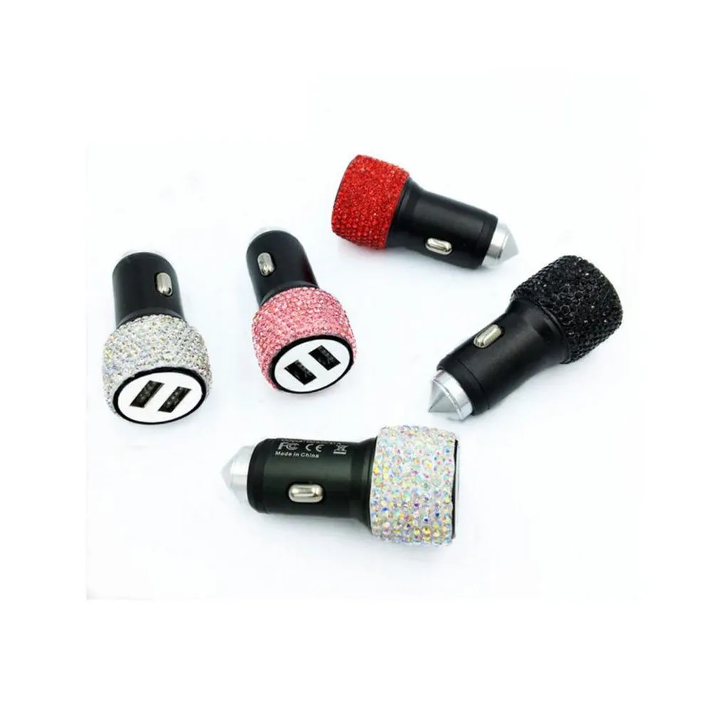 DSSBAR DUAL USB-oplader BLING Handgemaakte Rhinestones Crystal Decoraties voor Fast Charging Car Decors Nieuw