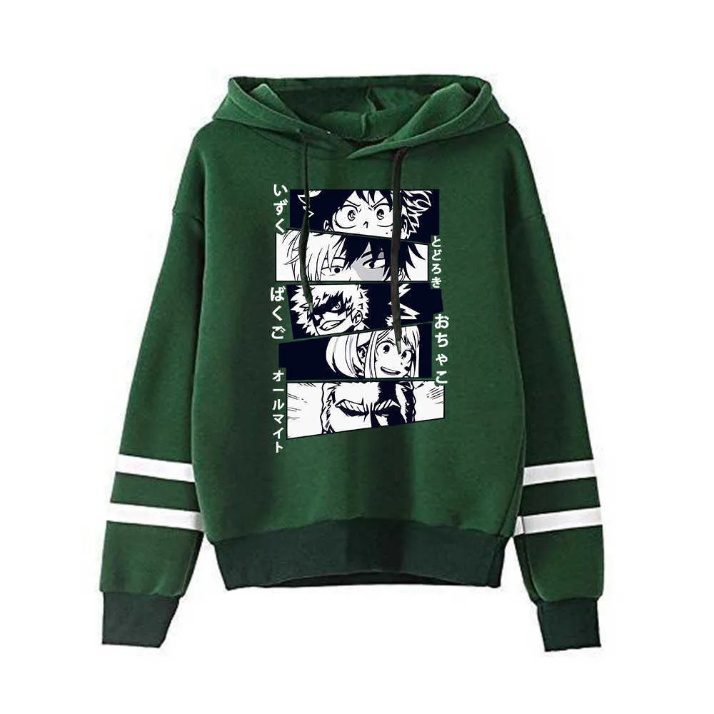 2021 Harajuku Hero Academia Anime Vinter Varm Hoodies Män Unisex Casual Streetwear My Hero Academia Sweatshirt Graphic Tops H0910