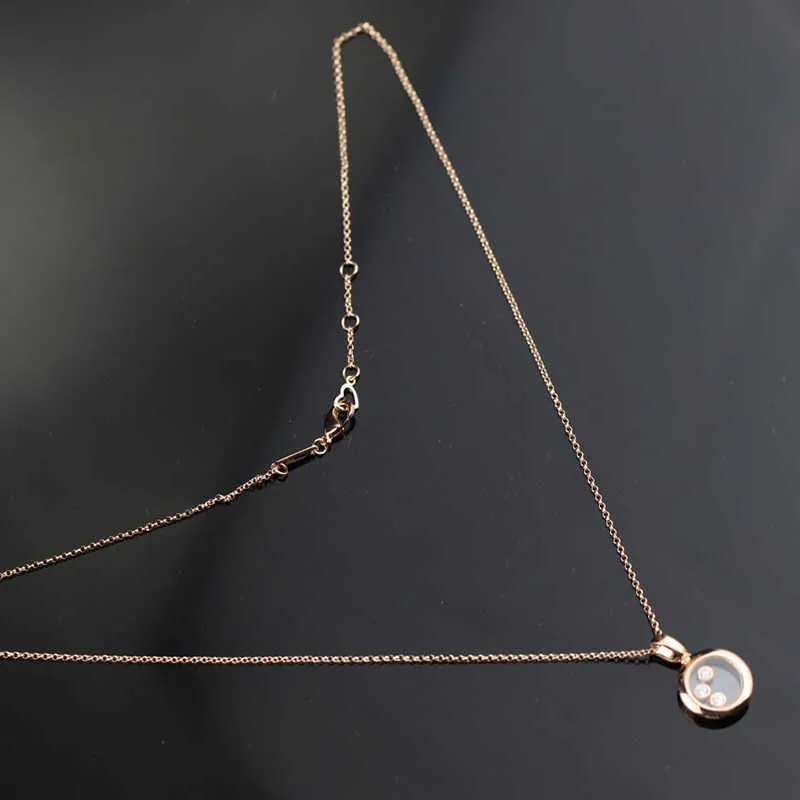 2022 Ny ren 925 Sterling Silver Jewelry for Women Beach Necklace Slide Stone Pendants Happy Move Diamond Design Luxury Brand7036349