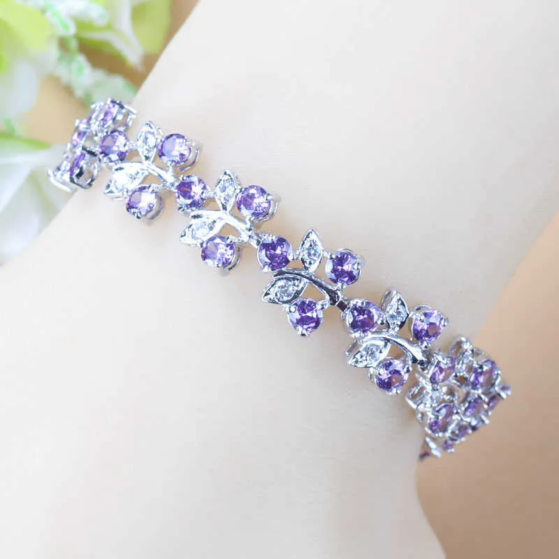 Natural Purple Crystal Perfect Wedding Costume 6-Color Jewelry Sets For Women Earrings/Pendant/Necklace/Ring/Bracelet H1022