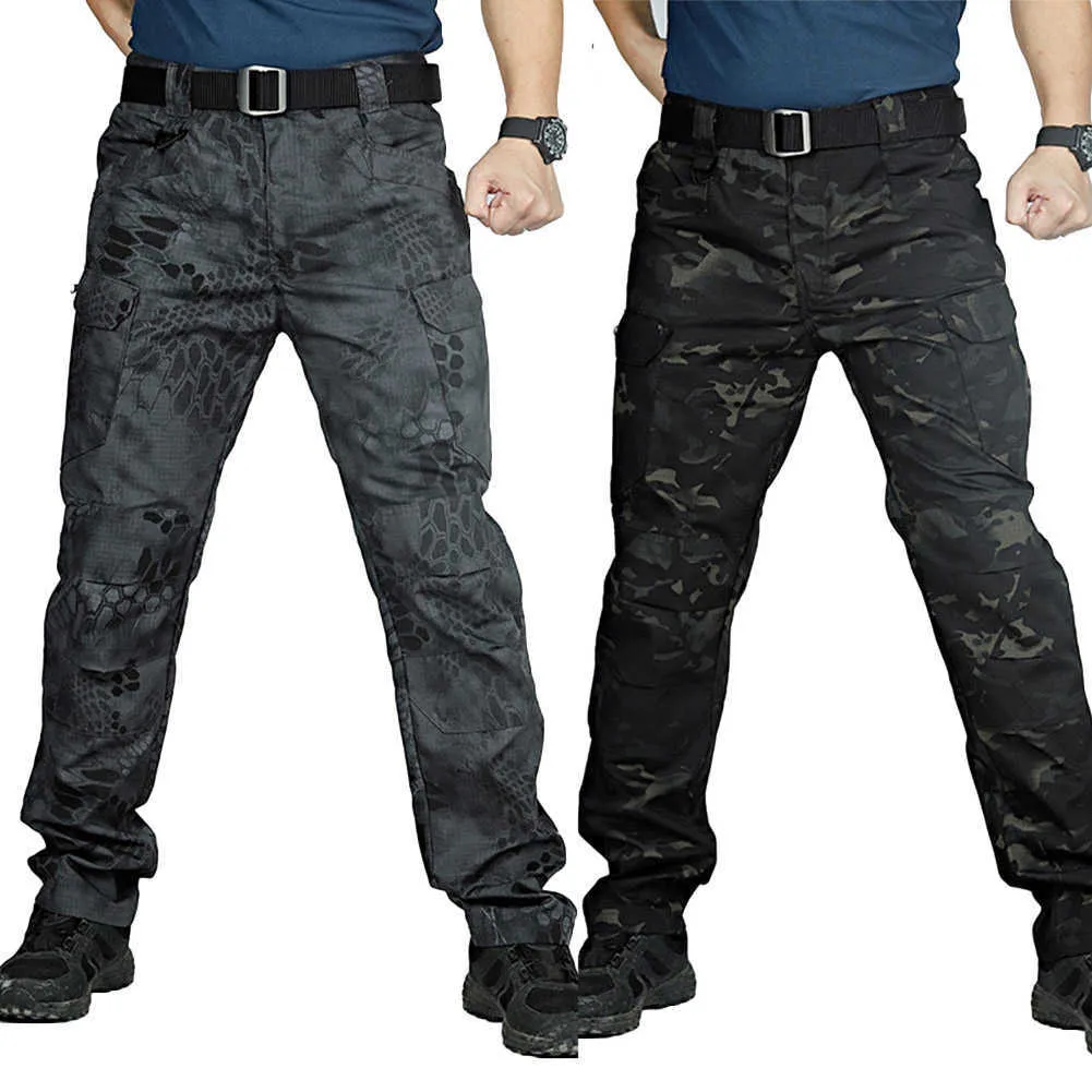 Men Camo Multi-Pockets Грузовые брюки Быстрые сухие на открытом воздухе спортивные тактические брюки камуфляж черные брюки для путешествий походный подъем х0621