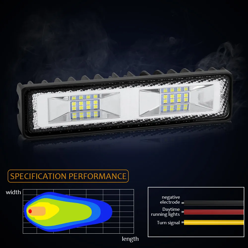 LED feux de travail barre projecteur phare 12-24V pour voiture moto camion bateau tracteur tout-terrain 36W LED lumière stroboscopique pièces extérieures