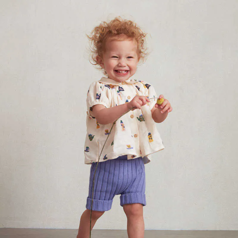 OUUF Toddler Filles et garçons T-shirt à manches courtes Funny Animal Modèle Dessin animé Tops Enfants Marque Vêtements 210619