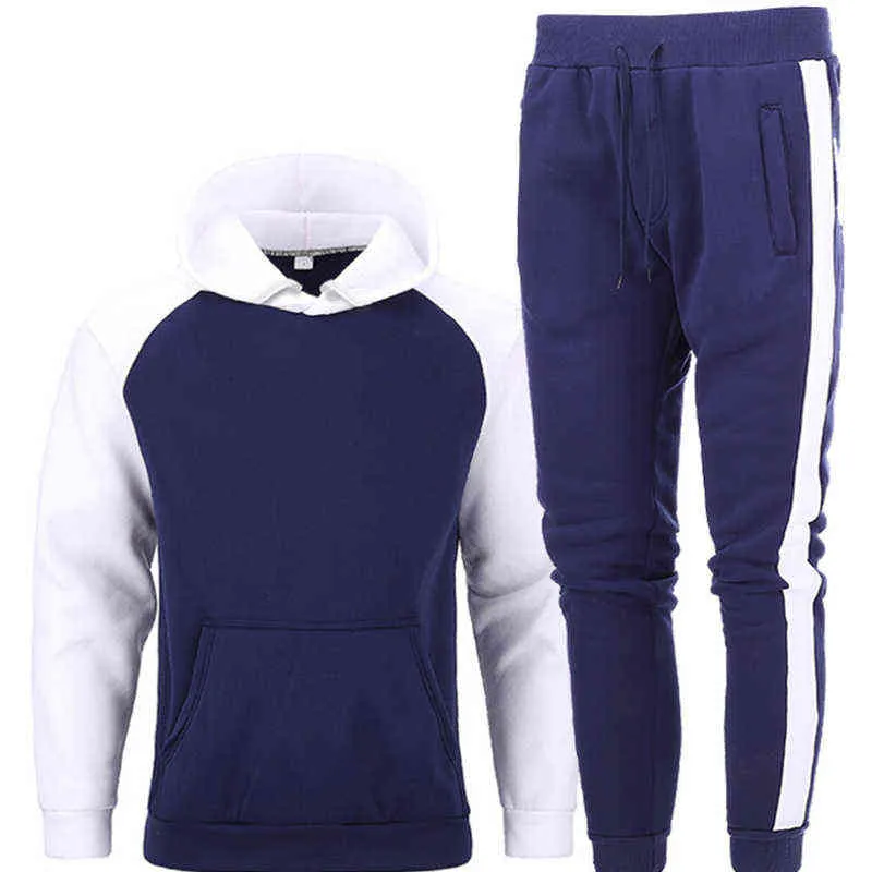 Мужские наборы толстовки + брюки Fleece Tracksuits Solid Pullovers Кужеки для свинцов Свинья для штангистых спортивных штангой Негабаритные уличные наряды с капюшоном G1217