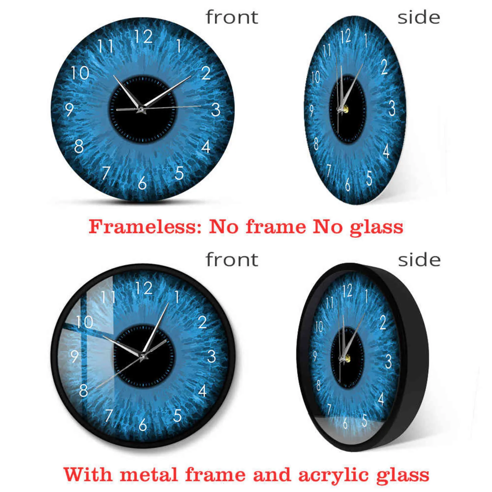 青い目虹彩眼鏡壁時計奇妙なマクロ爬虫類の眼球デザインデザインの家の装飾時計アイドクター眼科ギフトh6452974