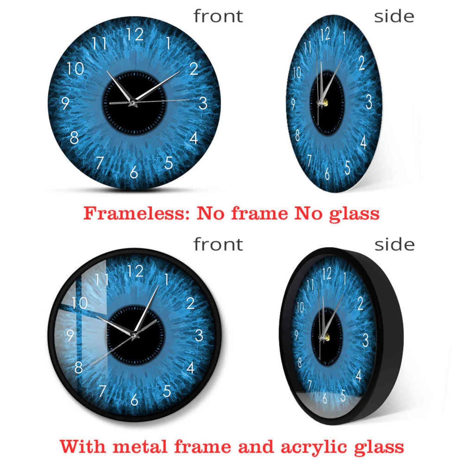 Olhos azuis íris óptica relógio de parede estranho macro reptiliano globos oculares projetado para decoração de casa relógio oftalmologia presentes h6452974