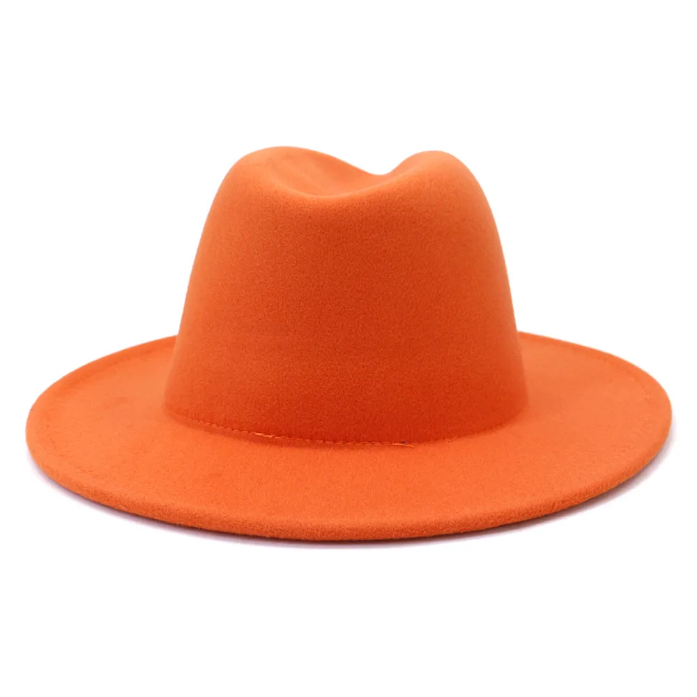 Extérieur Orange intérieur bleu Patchwork Jazz Fedora chapeaux hommes femmes fête musique chapeau formel à large bord laine feutre deux tons Panama Fedoras239o