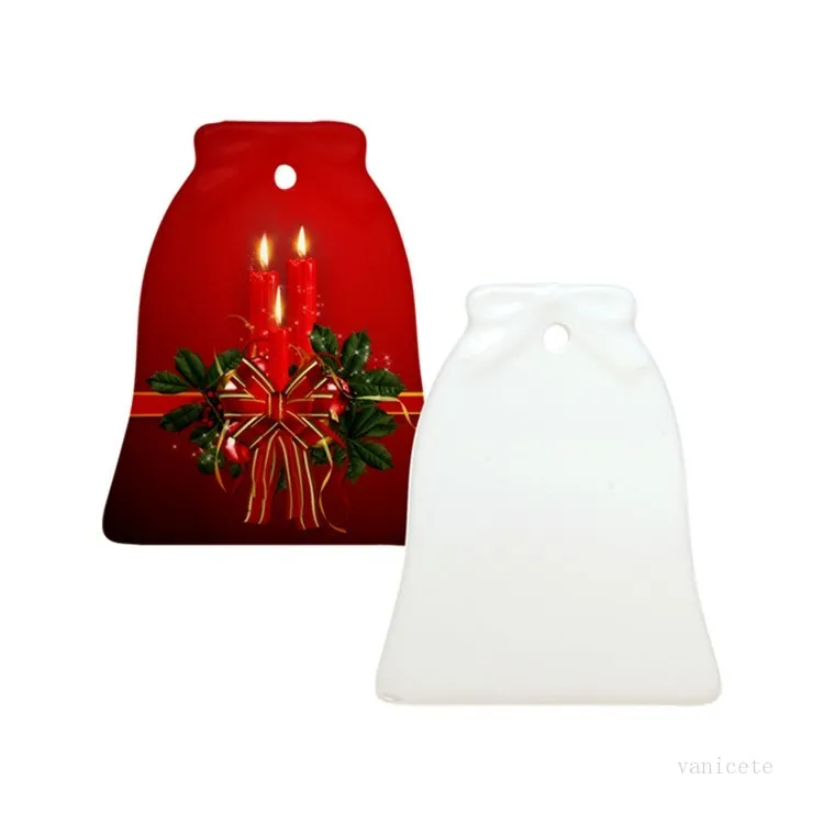 Leere Sublimations-Keramik-Anhänger, kreative Weihnachtsornamente, DIY Wärmeübertragungsdruck, Keramik-Ornament, Herz, runde Anhänger, Geschenk T2I51973