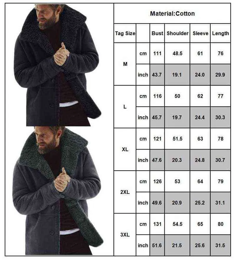 Hommes hiver polaire épais manteau chaud vêtements d'extérieur tranchée veste en cuir à manches longues fourrure 211204