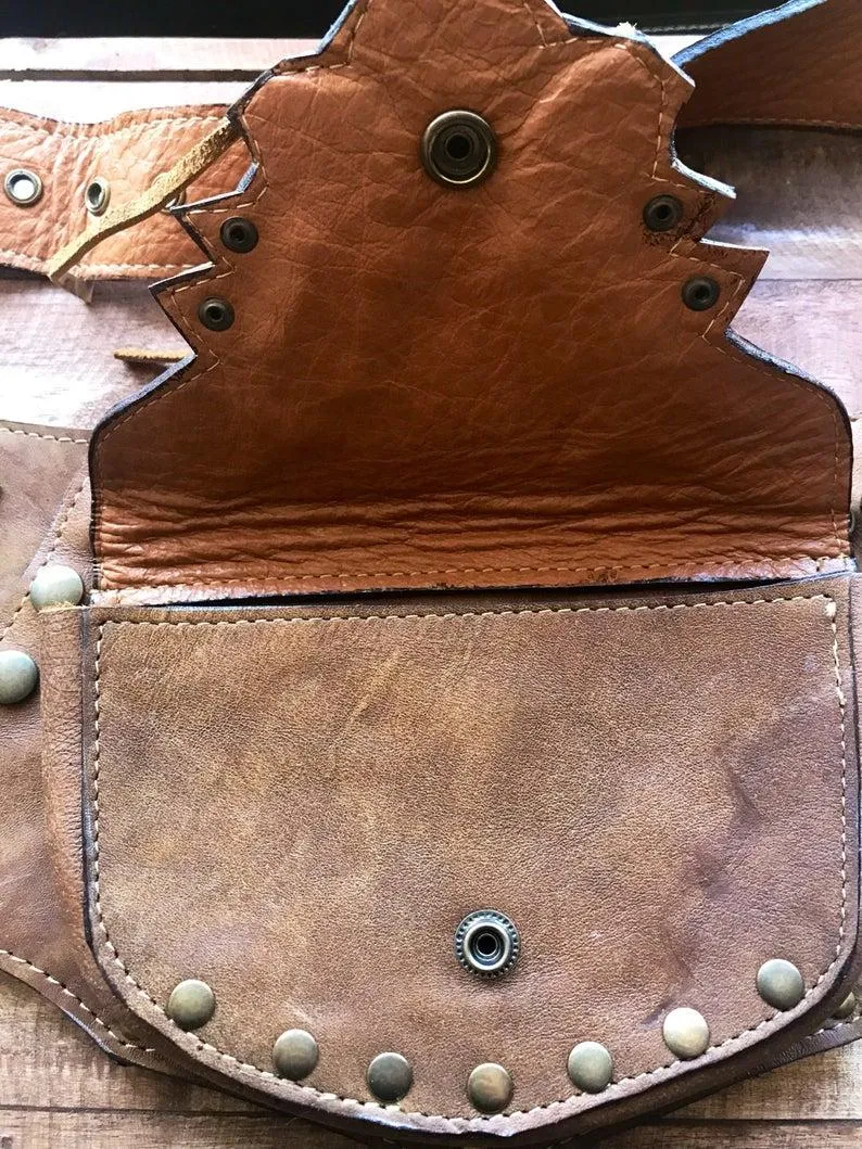 Sacs de taille Sac de ceinture en cuir PU médiéval Steampunk Viking Pirate Cosplay Renaissance Gear Rivet gland Pockets247Y