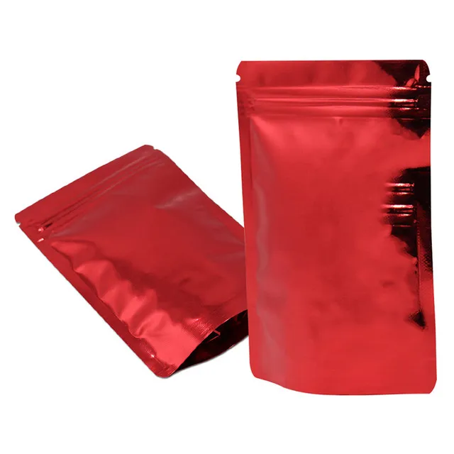 1000Pcs 14x20cm Stand Up Glossy Mylar Foil Heat Seal Zipper Lock Package Bag Waterproof Zipper Pouches Snacks Sundries Storage Bag