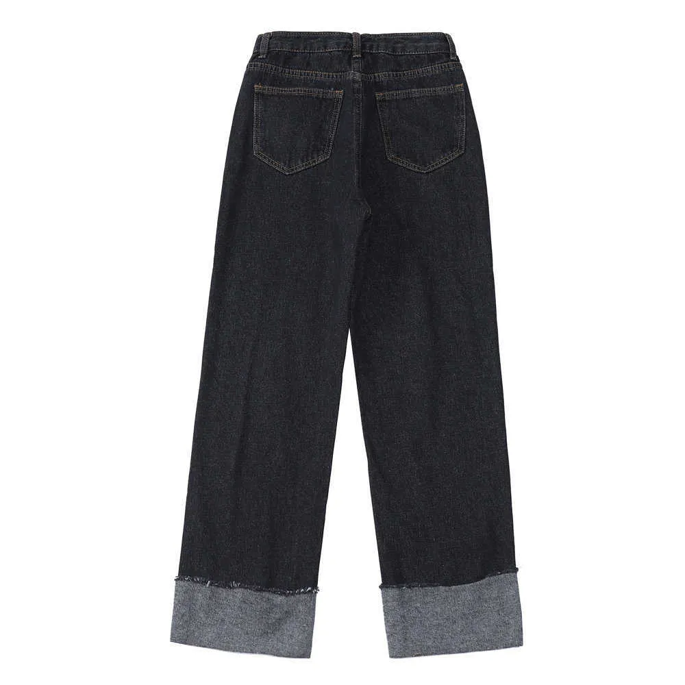 NBPMファッション洗濯緩い脚のジーンズ女性のハイウエストの女の子の街路壁のボーイフレンドのジーンズの女性ズボンズボン210529
