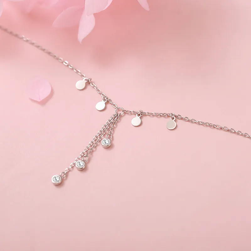 925 Sterling Silver Peach Heart Choker Necklace Clavicle Chain Short Choker Necklace For Women Fine Jewelry Brithday Gift
