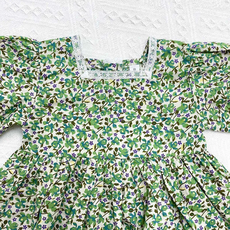 Bär Learder Kleinkind Baby Mädchen Koreanische Mode Kostüme Blumen Kleider Chidlren Volle Hülse Prinzessin Outfits Süße Vestidos G1026