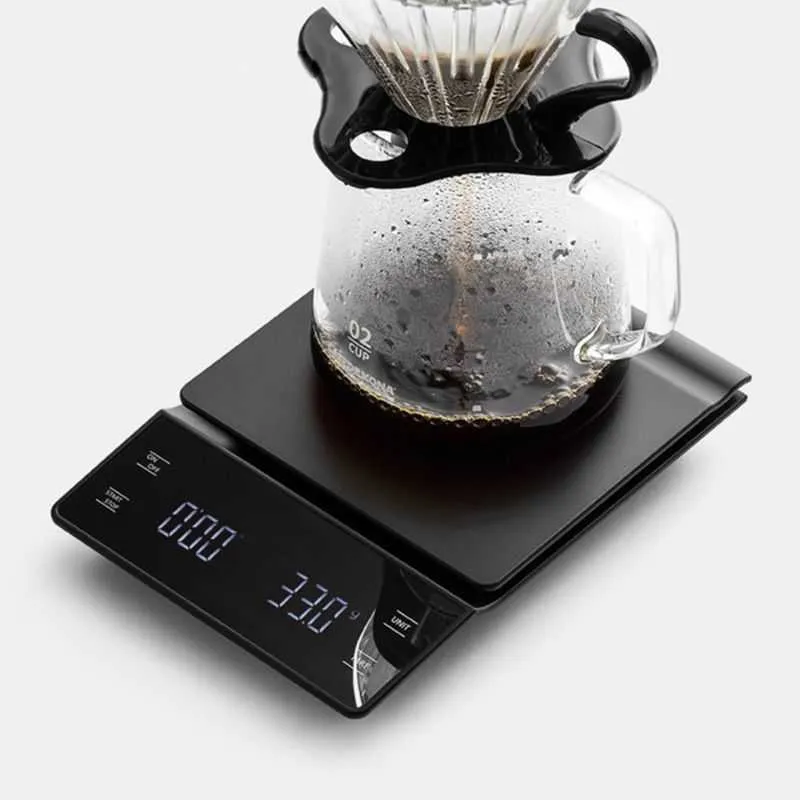 Affichage LED 3kg/0.1g balance à café goutte à goutte électronique ménage outils de cuisine balance de cuisine numérique avec minuterie 210927
