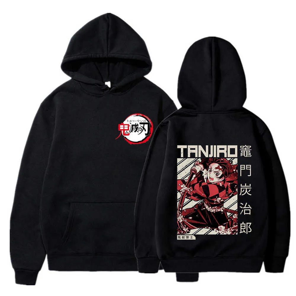 Manga Tanjiro UNISEX Demon Slayer Kimetsu Geen Yaiba Anime Rengoku Nezuko Hoodie Sweatshirt Mannen Cool Sweatshirt Streetwear Hoody H0909