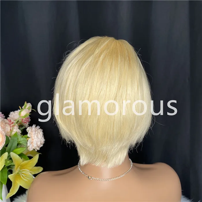 13x1 Lace transparente Pixie Cut Wig Short Bob Wavy 613 peruca de cabelo humano brasileiro para mulheres pré -explodidas