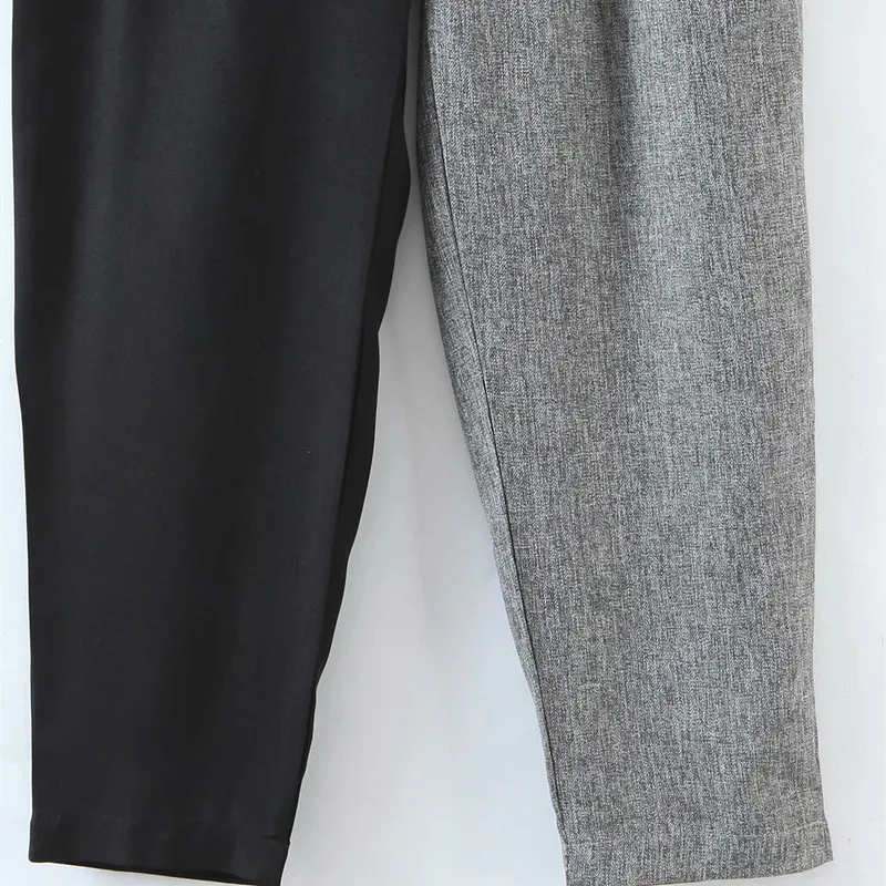 Puwd Slim Kvinnor Patchwork Låg midjabyxor Vår-Höst Mode Ladies Straight Female Casual No Deduction Trousers 210427