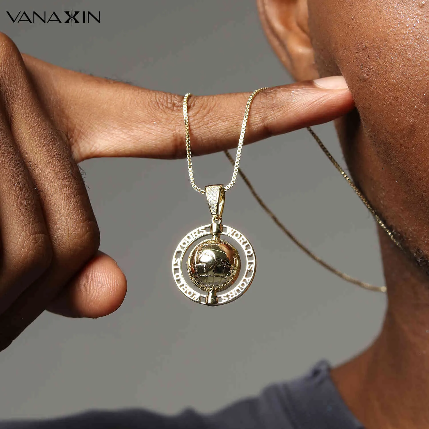 Colliers Vanaxin Vintage antique globe mondial carte Hip Hop Pendant Collier Chaîne de bijoux Cadeau 24quotnain3122822