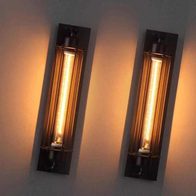 Lâmpada de parede de ferro forjado retro luz industrial parede vintage para quarto corredor restaurante edison decorativo luzes 210724