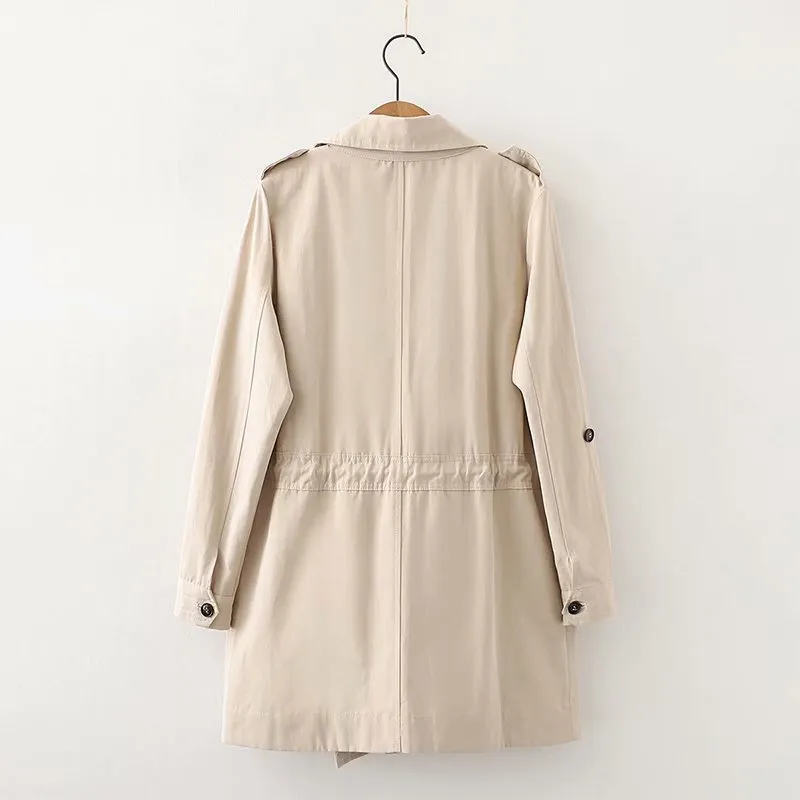 Vintage Woman Camel Loose Pleated Long Trench Sping Autumn Casual Office Ladies Turn-down Collar Outerwear Female Chic Coat 210515