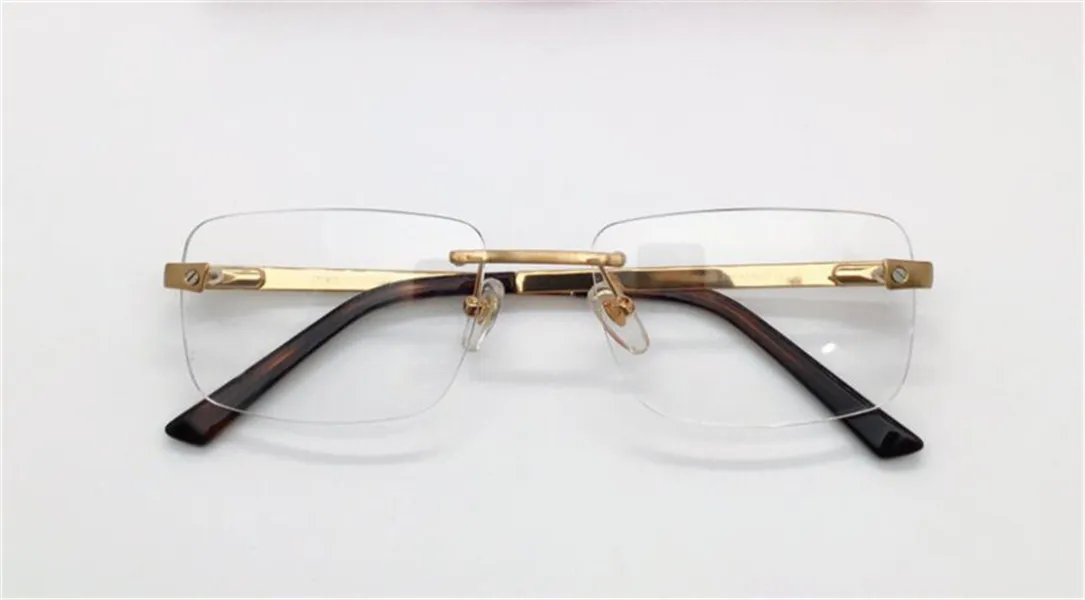 Nieuwe fashion design optische bril 0167 K gouden frame vierkante randloze eenvoudige zakelijke stijl lichtgewicht en comfortabel om te dragen tran314I