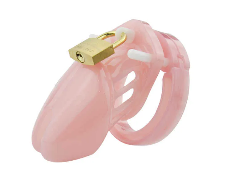 Mannelijke kuisheidsapparaat met 5 maat penis ring, haan kooien, cockring, kuisheidslot / riem, volwassen spel, CB6000S P0826