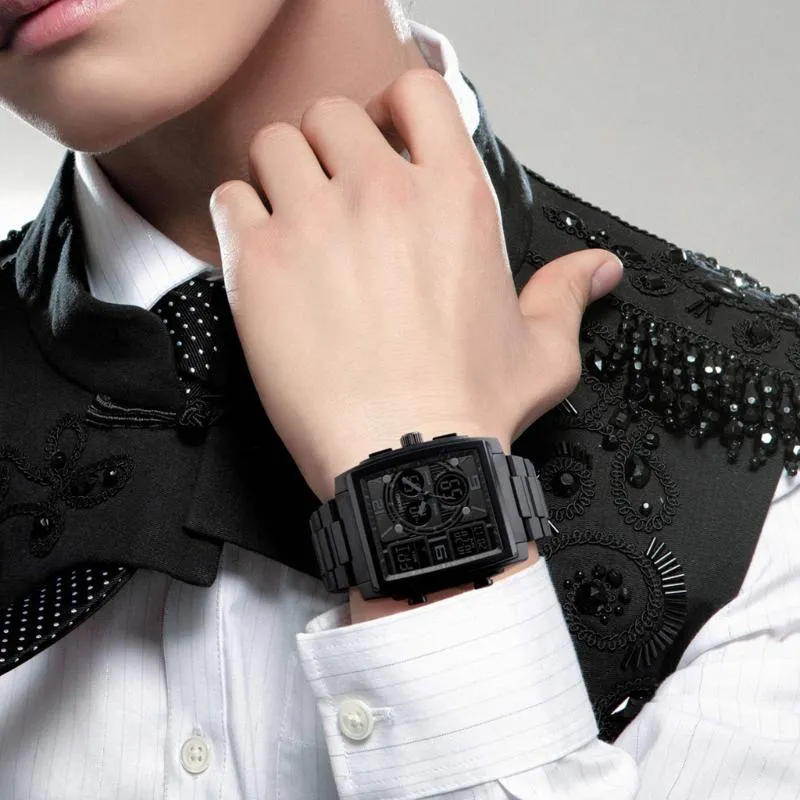 Zegarek na rękę modę sport na świeżym powietrzu Mężczyźni wielofunkcyjni wojskowe taktyczne taktyczne zegarki LED Digital Watches Wodoodporny kwarc ELOJ196J