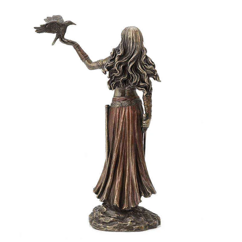 樹脂の彫像モリガンクロウソードブロンズ仕上げの戦いのケルトの女神ホームデコレーションのための15cm h1102239f5179880