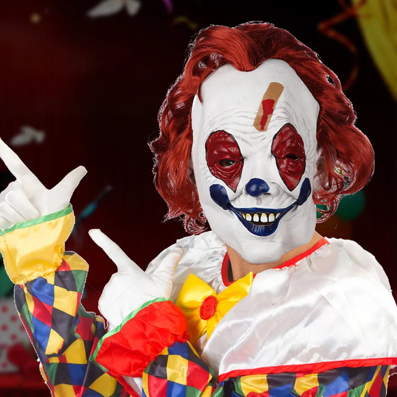 ハロウィーン衣装パーティーのピエロマスクjester / jolly horror faceマスクコスプレマスカレード大人の男性女性ラテックスマスク