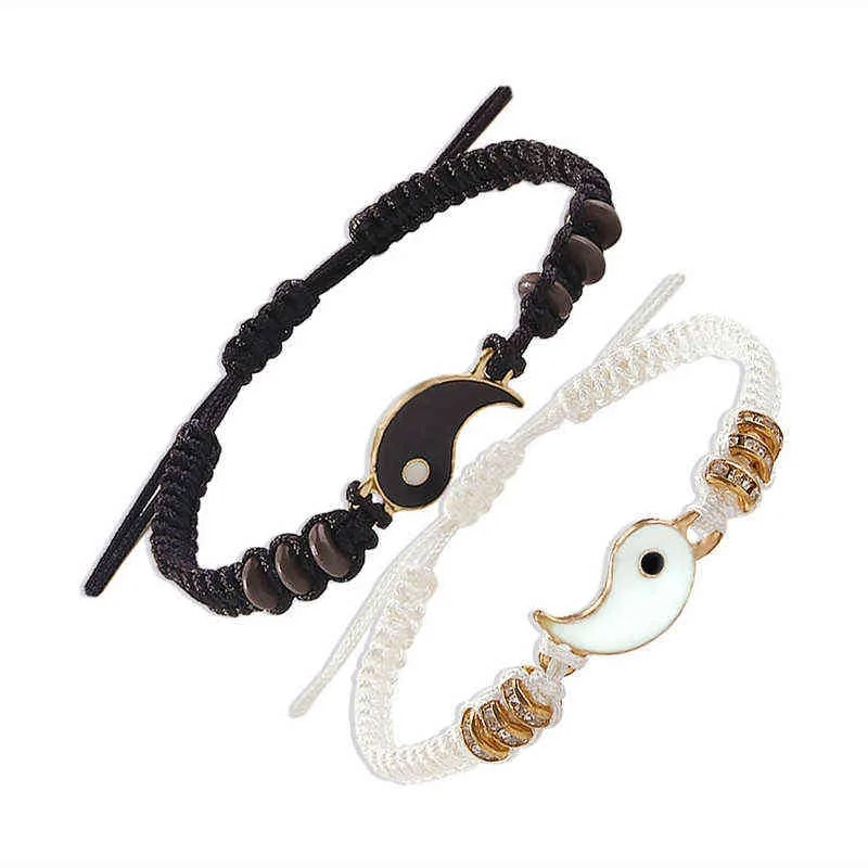 Hitta mig kreativa handvävda par armband Enkelt droppe olja tai chi hänge justerbart för kvinnor smycken gåva1351686