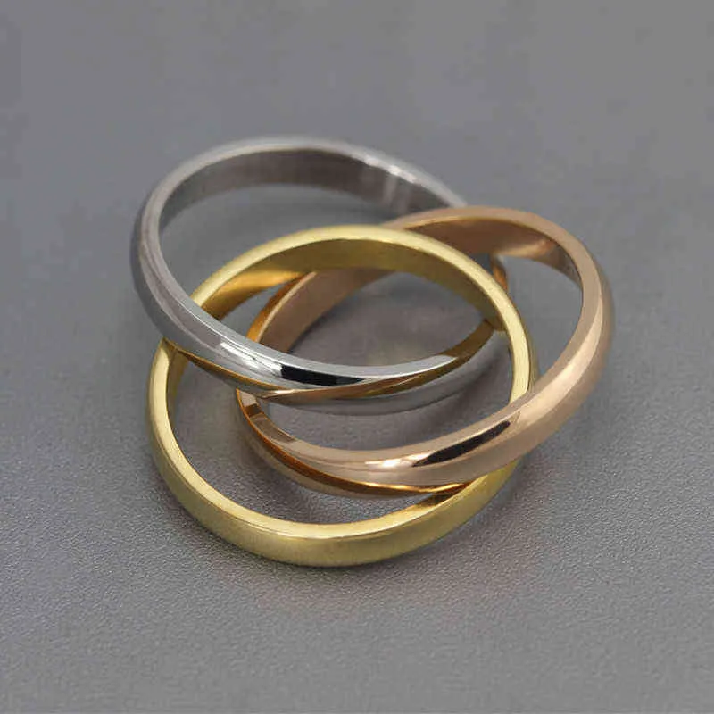 Modyle 2021 Klassische 3 Runden Weibliche Mode Ring Sets Gold Silber Farbe Edelstahl Hochzeit Engagement für Frau