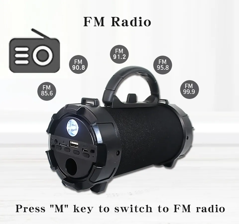 Uoiae Bluetoothスピーカー列LED照明TF USBプレーヤーFMラジオ3.5mmオーディオポータブルスピエーク電話コンピューターミュージックセンター