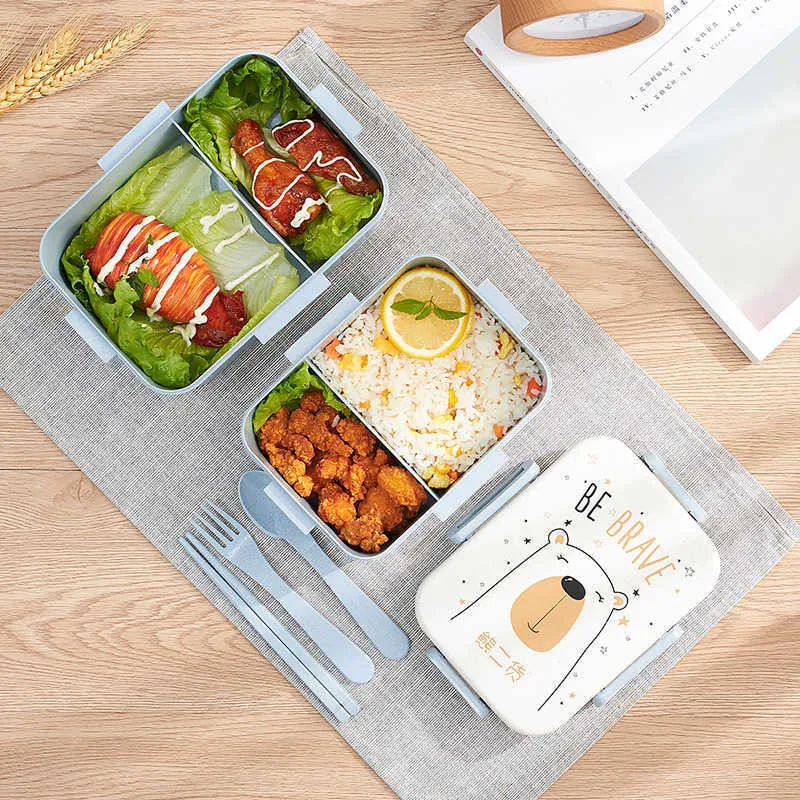 TUUTH Cute Cartoon Lunch Box Microwave Dinnerware Food Storage Container Children Kids School Office Portable Bento Box B5