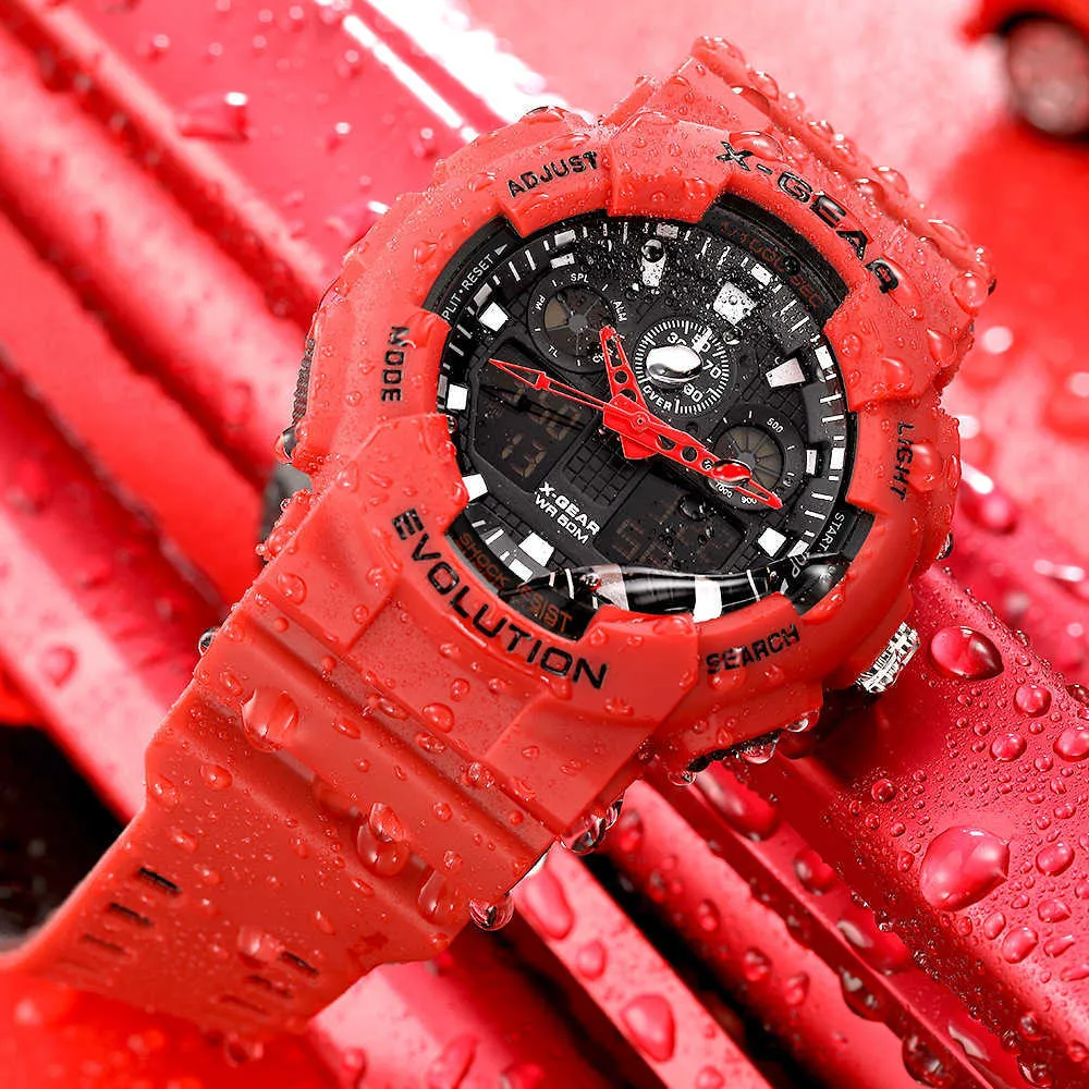 Luksusowa moda męska gshock zegarki g Shok ze stali nierdzewnej Sport chronografu wodoodporne Waterproof Shock Multifunkcja Analogowa funkcja cyfrowa Watch H1263J