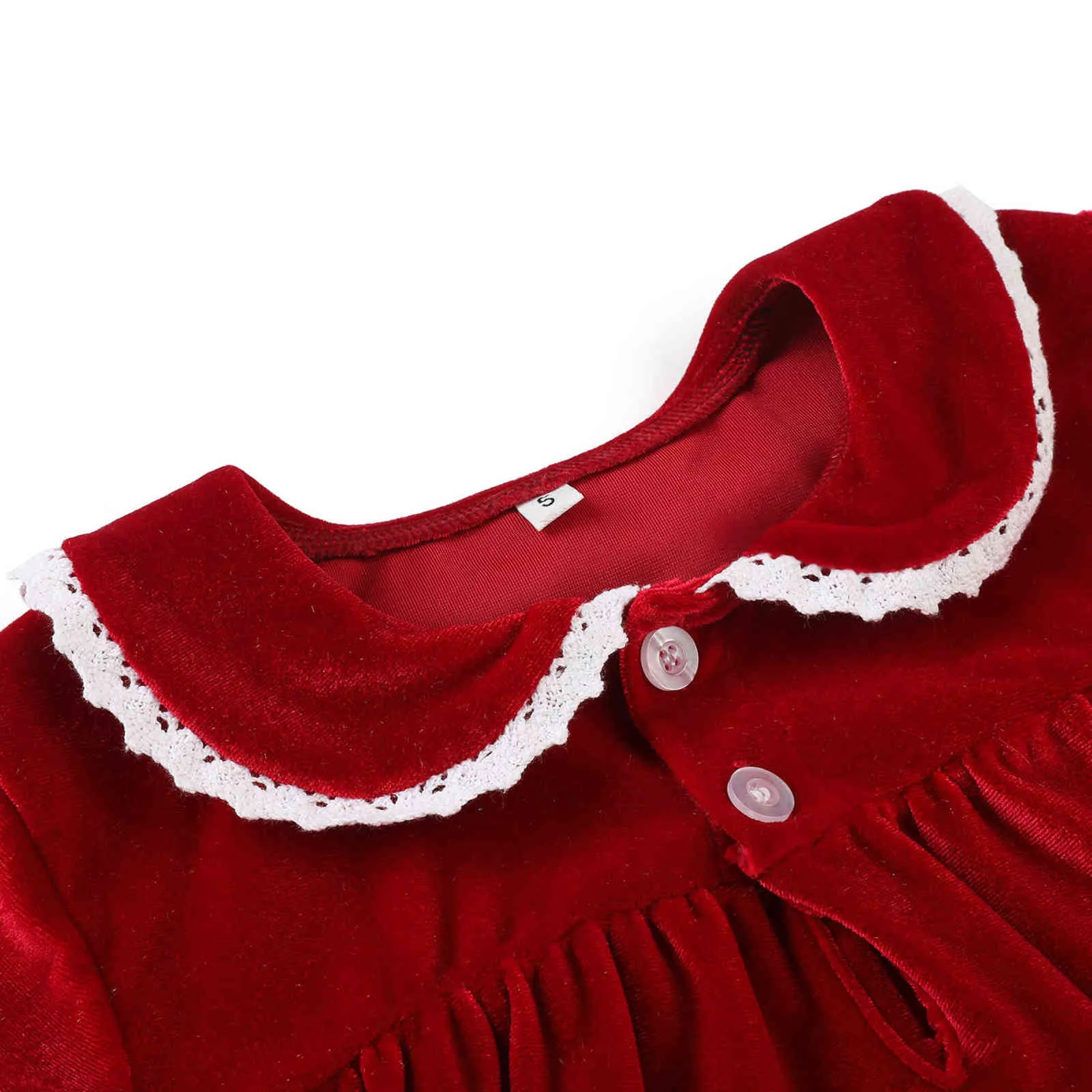 Hiver Velour Rouge Pyjama Fantaisie Soeur Noël Bébé Filles Vêtements De Nuit Frill Smock Chemise De Nuit 211109
