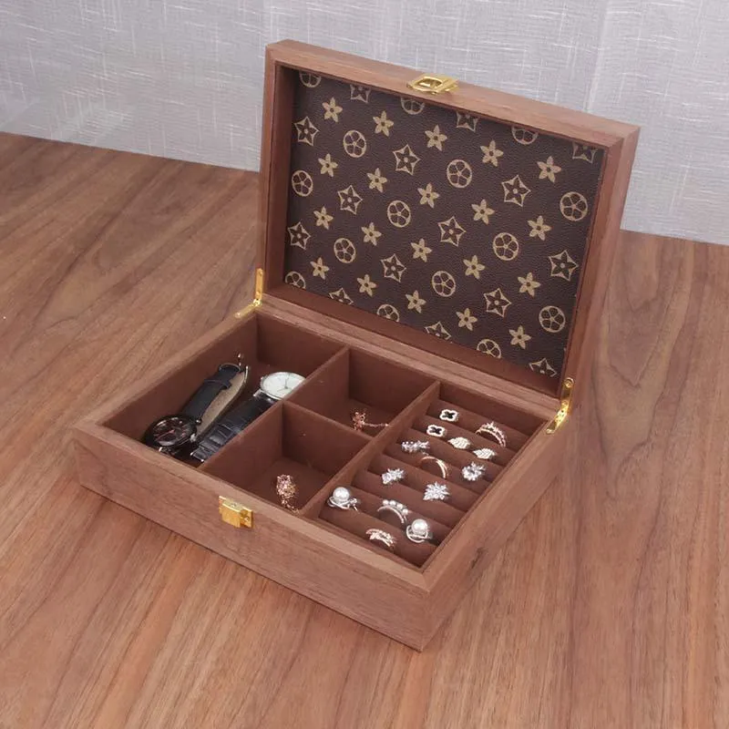 Obserwuj pudełka skrzynki drewniane pudełka do przechowywania organizator luksusowy retro solidna skórzana skórzana szklana szklanka 12 epitopów WATC2569