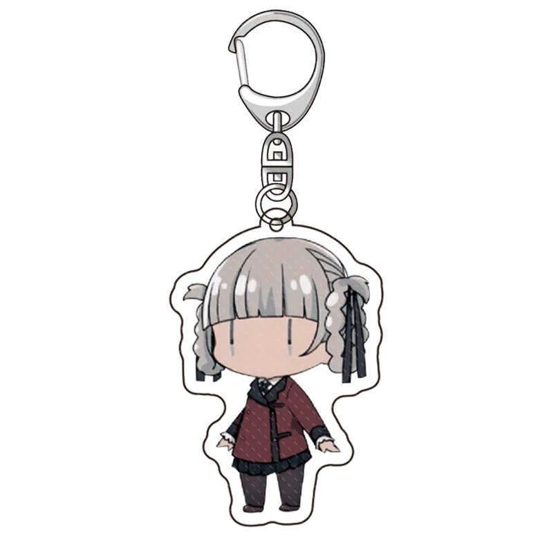 Anime japonais Kakegurui porte-clés plaqué argent personnages de dessins animés pendentif en acrylique porte-clés en métal joli porte-clés Llaveros G1019