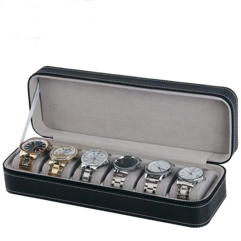 6 10 12 Slot Watch Box Portable Travel Zipper Case Collector Storage Storage Storage BoxBlack267f