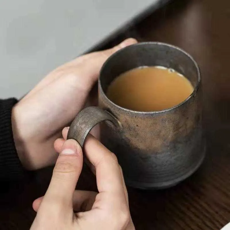 KuBac HoMmi INS Stoare hecho a mano estilo japonés vintage taza de café té de la tarde juego de tazas de cerámica retro taza de café 210804