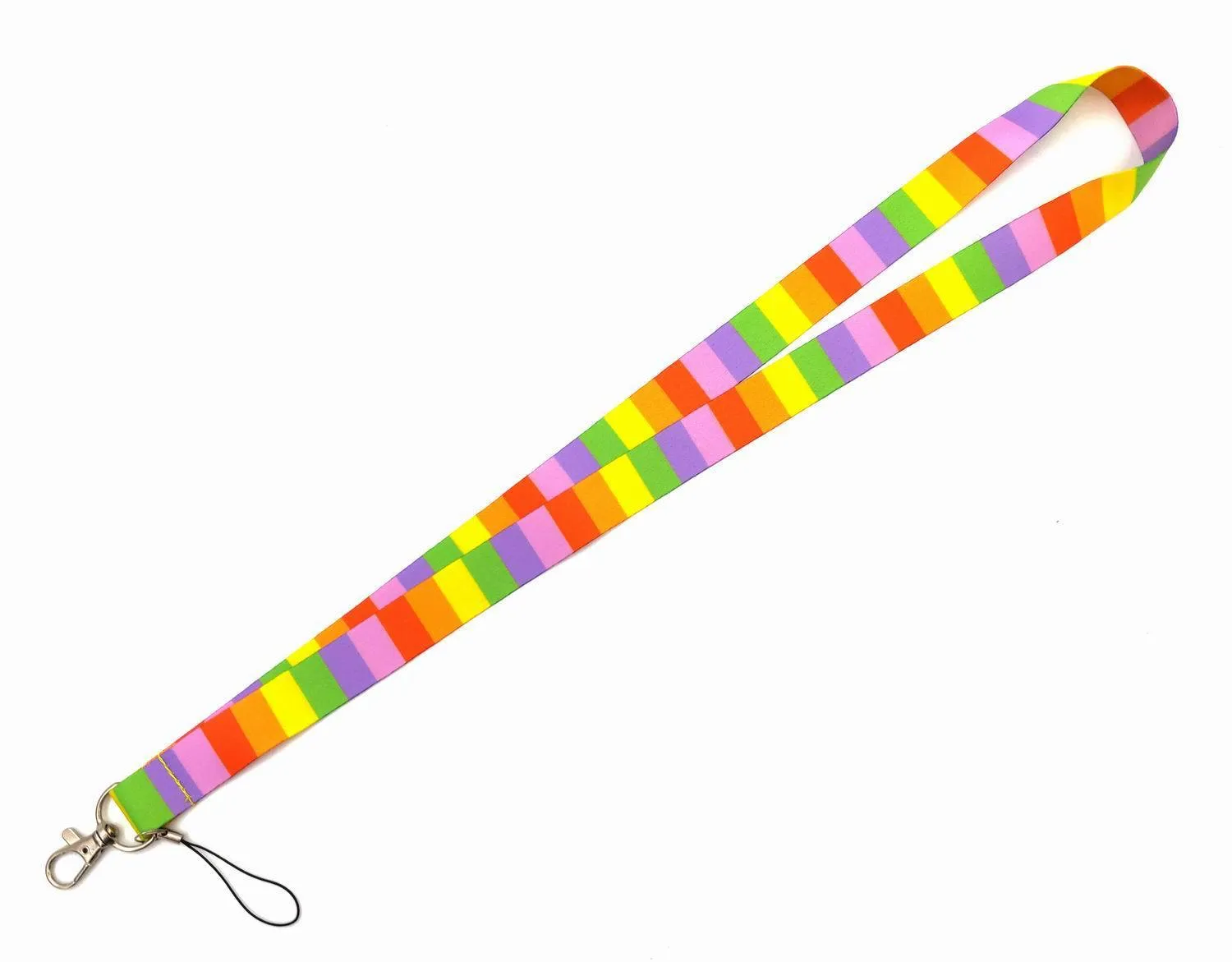 10st Colorful Rainbow Lanyard Keychain DIY Mobiltelefonband USB ID-kort Badgehållare Keyring Hängande Rope Lariat Keycord