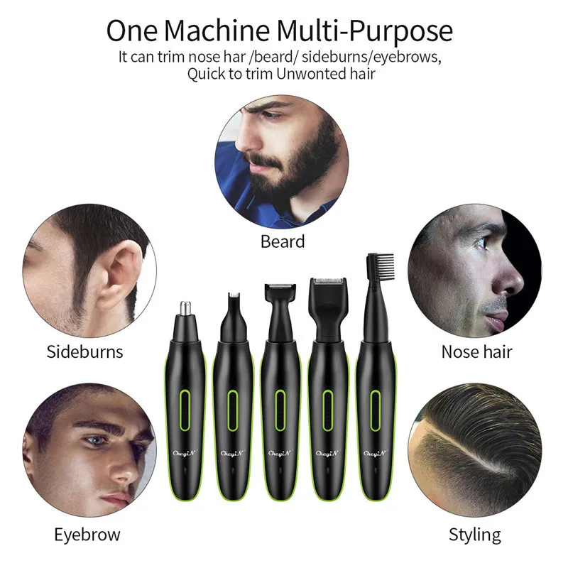 CkeyiN 5 in 1 Electric Nose Ear Beard Eyebrow Razor Cordless Clipper Groomer Shaver Hair Trimmer Moustache Cleaning