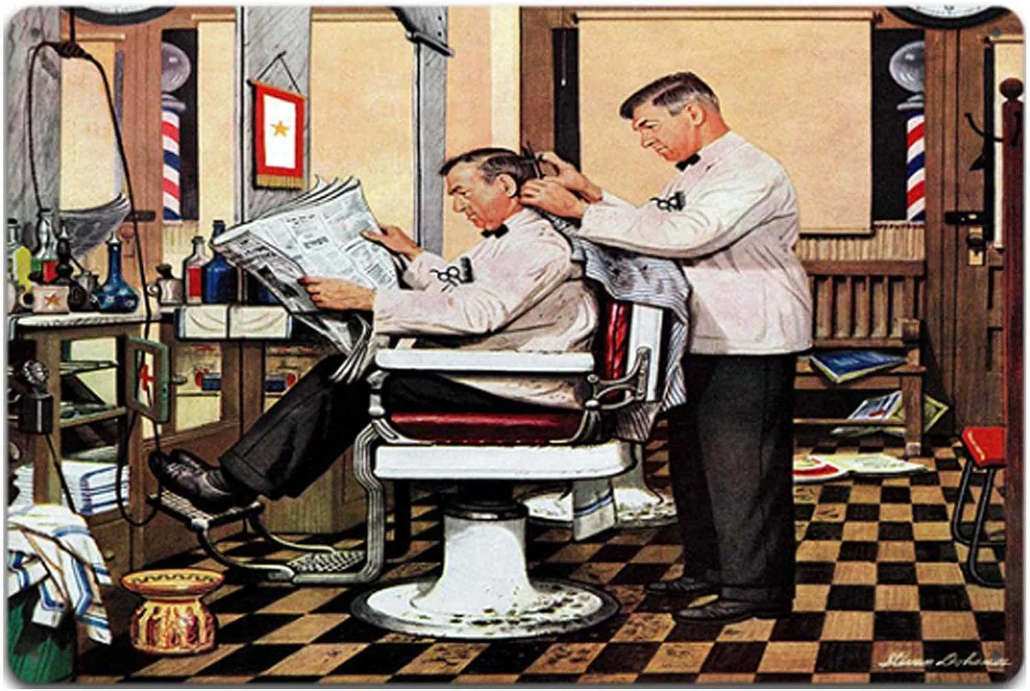 Original Retro Design Vintage Barber Room Targhe in metallo in metallo Wall Art Thick banda stagnata Stampa Poster Decorazione da parete Barber Shop7459283