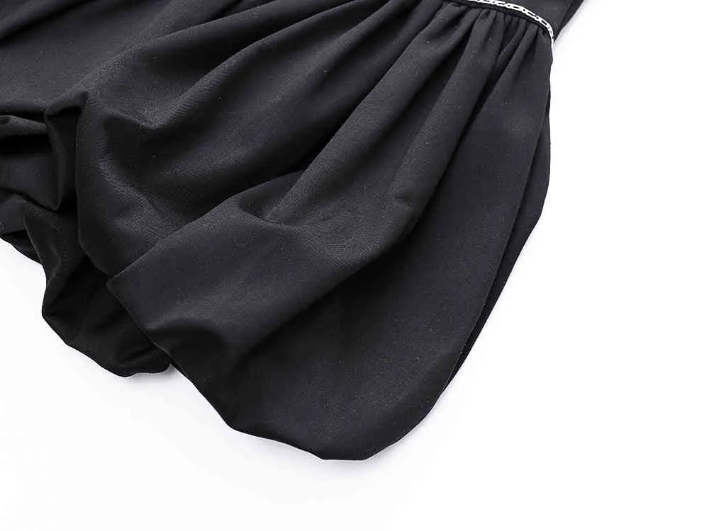 Minifalda de diamante de retales negros para mujer, vestido de bola de cintura alta, faldas informales, ropa de moda femenina 210521