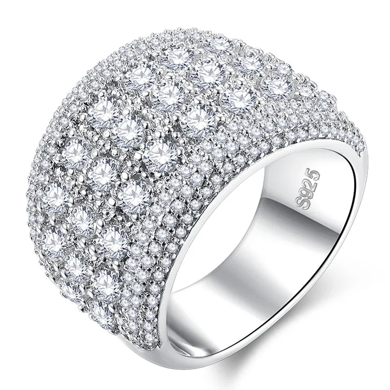 Bague de luxe Halo en argent Sterling 925 pour hommes, bague complète en diamant, cadeau d'anniversaire, bijoux à la mode, RA0146234U