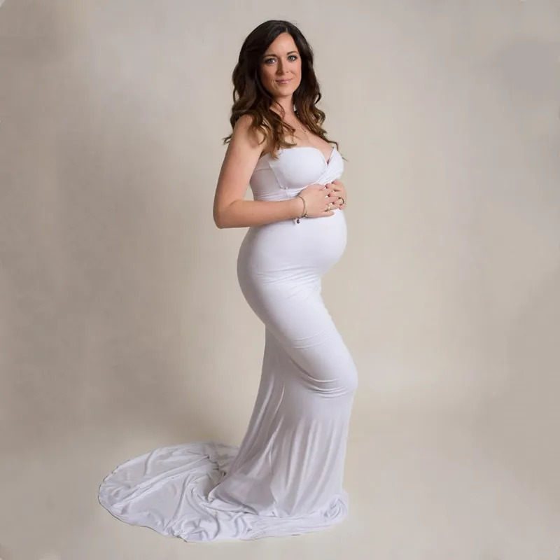 Offtheshoulder Maternity Pography Dress Strinty Jersey妊娠中の女性Mermaid Long Dresses for PO Shoot2732445