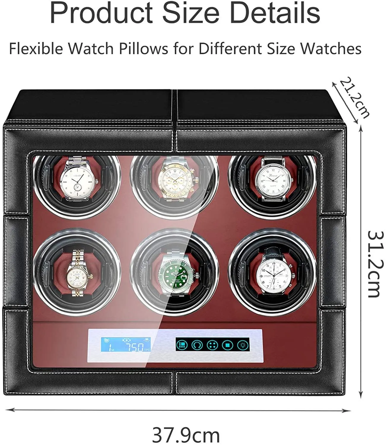 Automatic Watch Winder Leather watches box with Mabuchi motor touch screen and Remote control Watch winder box266s